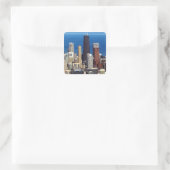 Chicago Skyline und Sehenswürdigkeiten Quadratischer Aufkleber (Tasche)