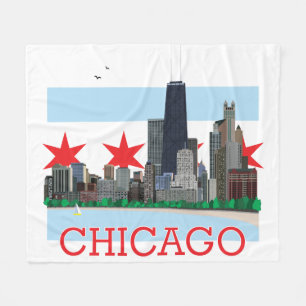 Chicago-Skyline und Stadt-Flagge Fleecedecke
