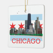 Chicago-Skyline und Stadt-Flagge Keramikornament (Links)