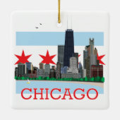 Chicago-Skyline und Stadt-Flagge Keramikornament (Rückseite)