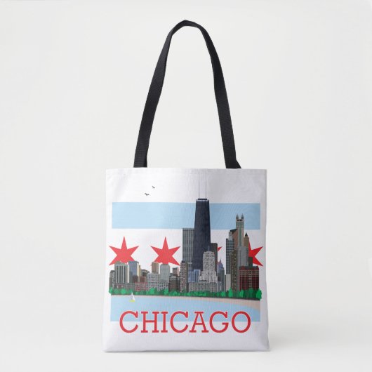 Chicago-Skyline und Stadt-Flagge Tasche (Vorderseite)