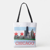 Chicago-Skyline und Stadt-Flagge Tasche (Rückseite)