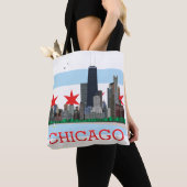 Chicago-Skyline und Stadt-Flagge Tasche (Von Nahem)