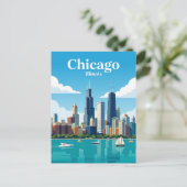 Chicago Skyline USA Postkarte (Stehend Vorderseite)