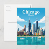 Chicago Skyline USA Postkarte (Vorne/Hinten)