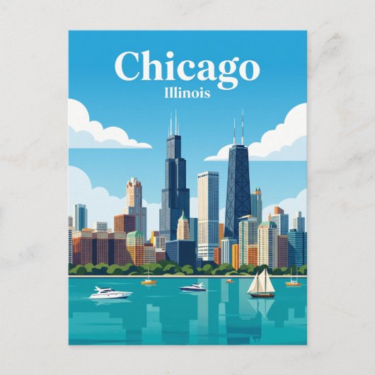Chicago Skyline USA Postkarte (Vorderseite)