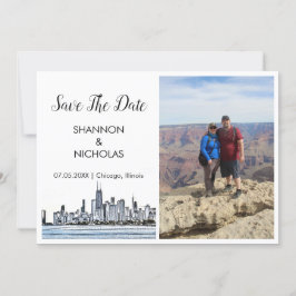 Chicago Skyline Verlobung Foto Save the Date