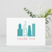 Chicago Skyline Vielen Dank Dankeskarte (Stehend Vorderseite)