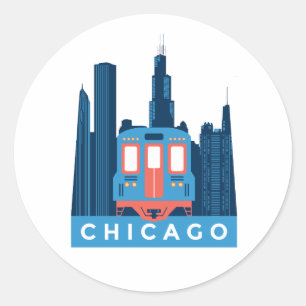 Chicago Skyline Vintage Reise Runder Aufkleber
