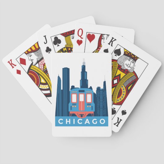 Chicago Skyline Vintage Reise  Spielkarten (Rückseite)
