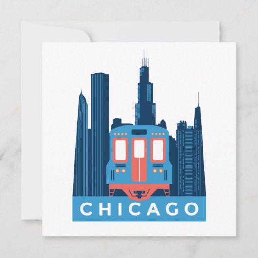 Chicago Skyline Vintage Reisen Grußkarte (Vorderseite)