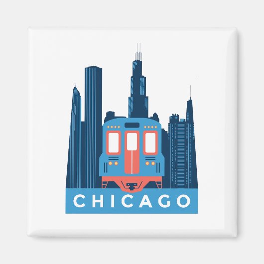 Chicago Skyline Vintage Travel Magnet (Vorne)