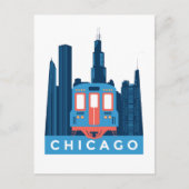 Chicago Skyline Vintage Travel Postcard Postkarte (Vorderseite)