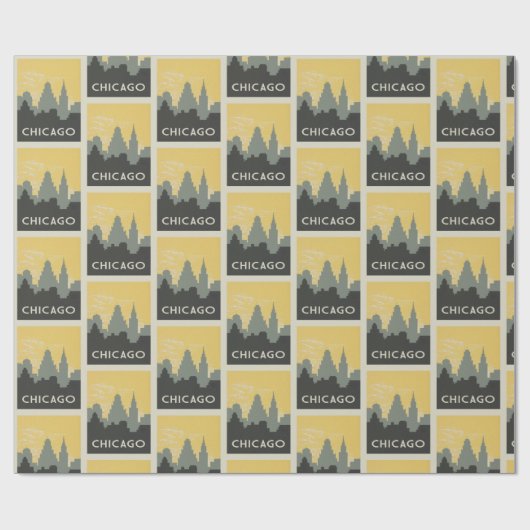 Chicago Skyline Vintager Stil Geschenkpapier (Flach)