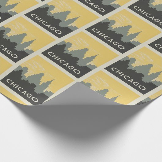 Chicago Skyline Vintager Stil Geschenkpapier (Ecke)