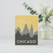 Chicago Skyline Vintager Stil Postkarte (Stehend Vorderseite)