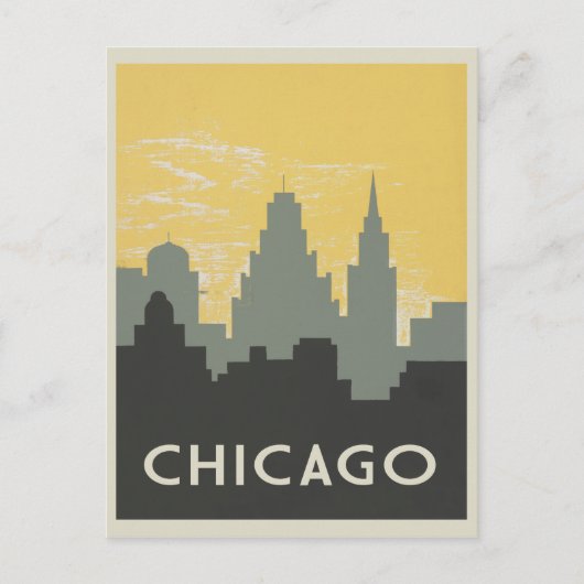 Chicago Skyline Vintager Stil Postkarte (Vorderseite)