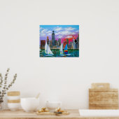 Chicago Skyline vom Lake Michigan Poster (Küche)