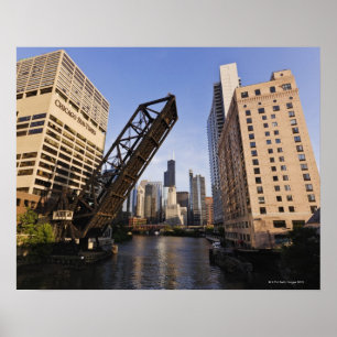 Chicago Skyline von der Kinzie Street Bridge Poster