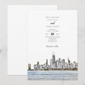 Chicago Skyline Wedding Einladung (Vorne/Hinten)