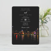 Chicago Skyline Wedding Einladung (Stehend Vorderseite)