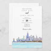 Chicago Skyline Wedding Einladung (Vorne/Hinten)