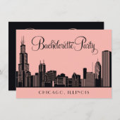 Chicago Skyline Wedding Junggeselinnen-Abschied Bl Einladung (Vorne/Hinten)