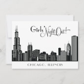 Chicago Skyline Wedding Junggeselinnen-Abschied Wh Einladung (Vorderseite)