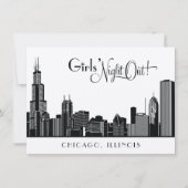 Chicago Skyline Wedding Junggeselinnen-Abschied Wh Einladung (Vorderseite)