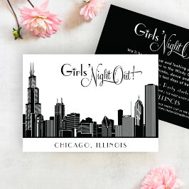 Chicago Skyline Wedding Junggeselinnen-Abschied Wh Einladung