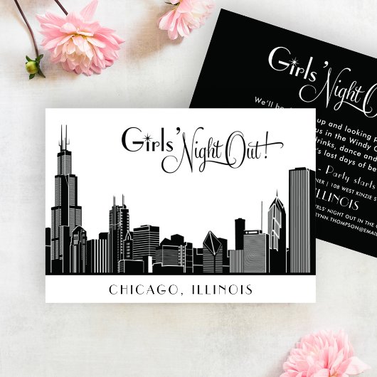 Chicago Skyline Wedding Junggeselinnen-Abschied Wh Einladung