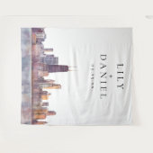 Chicago Skyline Wedding Photo Backdrop Wandteppich (Vorderseite (Horizontal))