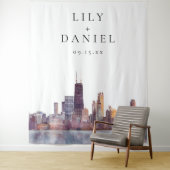 Chicago Skyline Wedding Photo Backdrop Wandteppich (Beispiel)