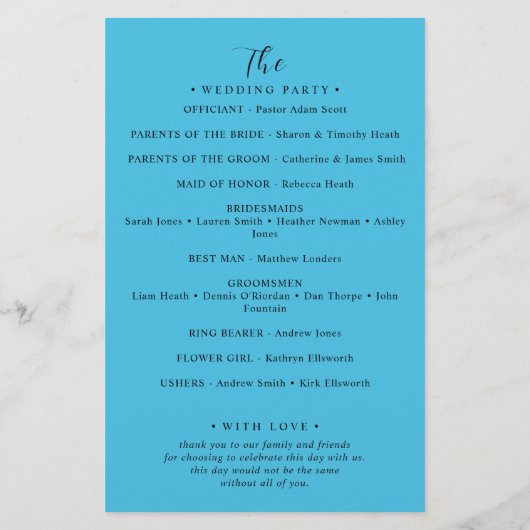 Chicago Skyline Wedding Program (Rückseite)