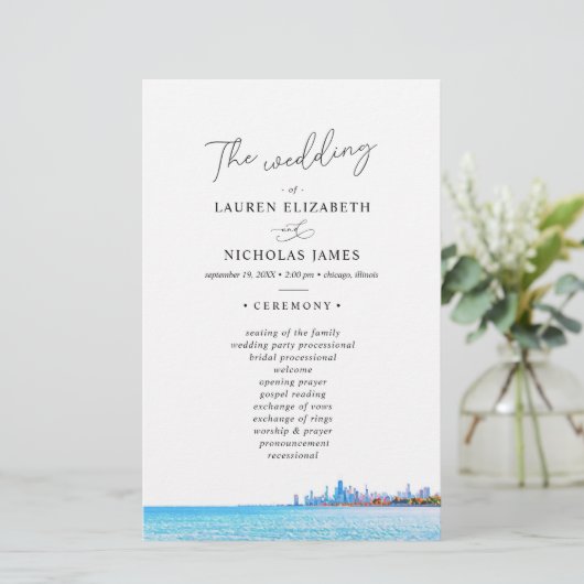 Chicago Skyline Wedding Program (Stehend Vorderseite)