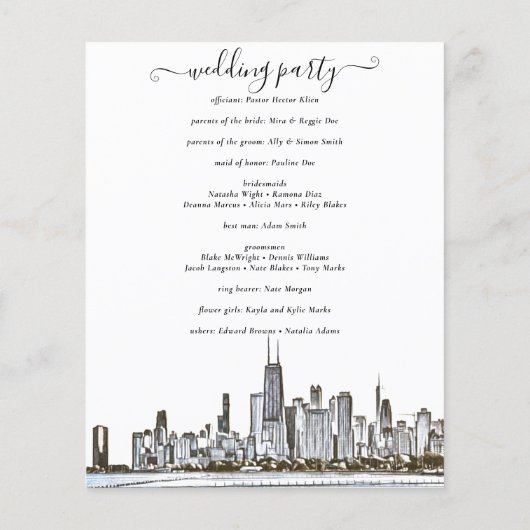 Chicago Skyline Wedding Program (Rückseite)