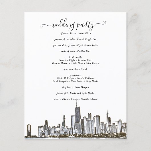 Chicago Skyline Wedding Program Flyer (Hinten)