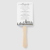 Chicago Skyline Wedding Program Hand Fan Fächer (Rückseite)