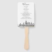 Chicago Skyline Wedding Program Hand Fan Fächer (Vorderseite)