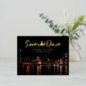 Chicago Skyline Wedding Save the Date Folie Einladungspostkarte (Stehend vorne)