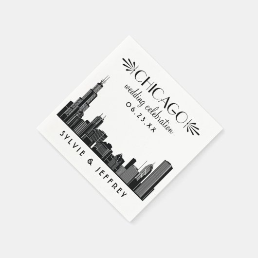 Chicago Skyline Wedding Serviette (Ecke)