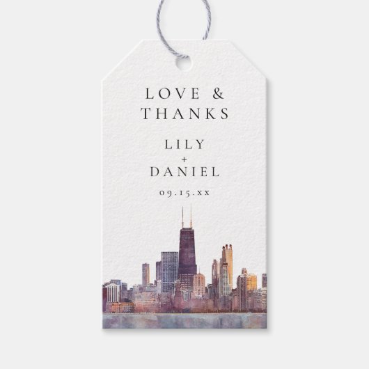 Chicago Skyline Wedding Thank You Geschenkanhänger (Vorderseite)