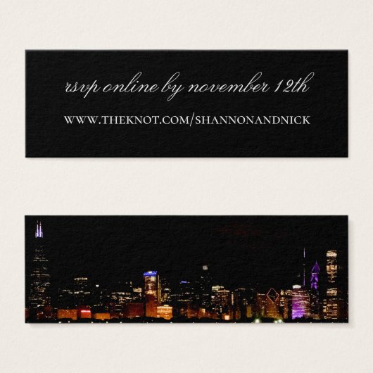 Chicago Skyline Wedding Website Enclosure Card (Vorne & Hinten)