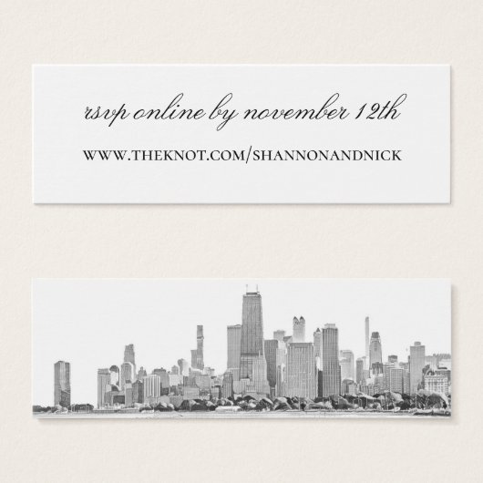 Chicago Skyline Wedding Website Enclosure Card (Vorne & Hinten)