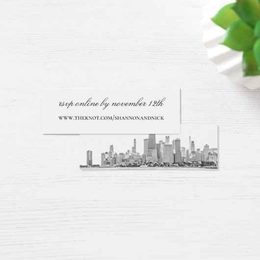 Chicago Skyline Wedding Website Enclosure Card (Schreibtisch)