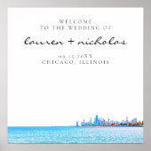 Chicago Skyline Wedding Welcome Sign Poster (Vorne)