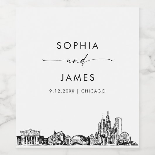 Chicago Skyline Weinetikett (Einzelnes Label)