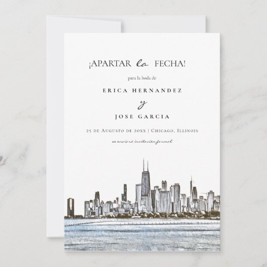 Chicago Skyline Wohnung ¡Apartar la fecha! Karte (Vorderseite)