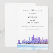 Chicago Skyline Wohnung Save the Date Karte (Vorne/Hinten)