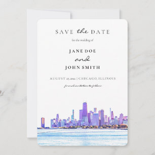 Chicago Skyline Wohnung Save the Date Karte